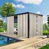 Outdoor curtains hanging on a modern pergola next to a swimming pool. Voir les images du produit