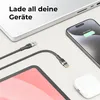 A charging cable is shown connecting a laptop, smartphone, and tablet, suggesting it can charge multiple devices. Produktbild-Vorschau
