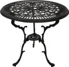 A black cast iron bistro table with an ornate, decorative top and three legs. Produktbild-Vorschau