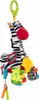 A plush zebra toy hanging from a green clip against a white background. Podgląd zdjęcia produktu