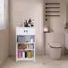 Badezimmerschrank mit Tür und offenes Fach 22x36x75cm Weiß Produktbild-Vorschau 4