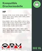 A product information graphic listing compatible printer models for an HP 302XL ink cartridge. Produktbild-Vorschau
