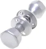 A close-up studio shot of a silver doorknob set with rosettes, isolated on a white background. Podgląd zdjęcia produktu