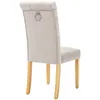 A single beige upholstered dining chair with wooden legs, shown from the back. Produktbild-Vorschau