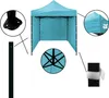 Collage of images showing details of a blue pop-up tent. Náhled obrázku produktu