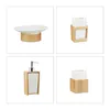 Relaxdays Badaccessoires-Set, 4-teilig, braun, Keramik & Produktbild-Vorschau 9