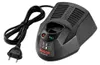 A black Bosch battery charger with a power cord and plug. Podgląd zdjęcia produktu