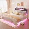 A modern bedroom with a bed featuring LED lighting. Náhled obrázku produktu