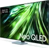 A Samsung Neo QLED TV is shown from a diagonal angle, displaying a vibrant green abstract image on its screen. Produktbild-Vorschau