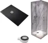 Duschwanne 65X90 cm Vulcano Line Slim Schwarz + Duschkabine Produktbild-Vorschau 1