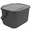 A dark gray compost bin with a lid and handle, shown from a slight angle against a white background. Voir les images du produit