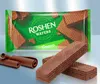 A product shot of Roshen Cocoa Wafers, with packaging and loose wafers shown. Podgląd zdjęcia produktu