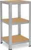 A three-tier metal shelving unit with particleboard shelves, shown against a white background. Anteprima dell’immagine prodotto
