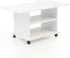 A white coffee table with two shelves and wheels, shown from a slightly elevated front-left angle on a white background. Voir les images du produit