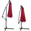Two red cantilever umbrellas are shown on a white background. The umbrella on the left is slightly more open than the one on the right. Voir les images du produit