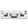 A silver aluminum attaché case with combination locks and a black handle is shown against a white background. Anteprima dell’immagine prodotto