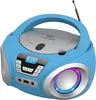 A blue Cyberlux CD player with a handle and LED lighting on the speaker. Podgląd zdjęcia produktu