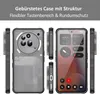 Multiple views of a phone case and a phone screen with UI elements. Produktbild-Vorschau