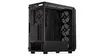 A black computer tower case with tempered glass side panel, shown from a three-quarter angle against a white background. Produktbild-Vorschau