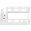A white bunk bed with stairs and drawers. Voir les images du produit