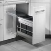 A pull-out kitchen waste bin system with two dark gray bins, installed in a white cabinet. Produktbild-Vorschau