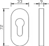 Technical drawing with dimensions of a door handle escutcheon plate. Produktbild-Vorschau