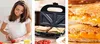 A collage of three images showing a woman preparing food, a sandwich maker with sandwiches, and a close-up of toasted sandwiches. Náhľad obrázku produktu