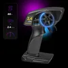 A remote control for an RC car is shown against a black background with purple and blue lighting effects. Voir les images du produit