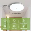 A ceiling light fixture is shown mounted on a ceiling, with dimensions and feature callouts overlaid. Anteprima dell’immagine prodotto