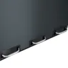 A close-up view of the bottom edge of a dark gray trash can, showing three silver handles attached to black plastic mounts. Voir les images du produit