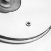 A close-up view of a glass pot lid with a metal rim and a small vent hole. Náhled obrázku produktu