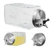 A collage of images showing a glass beverage dispenser with a spigot. Produktbild-Vorschau