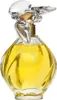 A perfume bottle with yellow liquid inside and a decorative clear and gold cap. Voir les images du produit