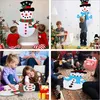 A collage of four images showing children and adults interacting with felt snowman craft kits in various settings. Náhľad obrázku produktu