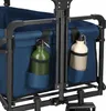 Close-up view of two water bottles attached to the side of a blue wagon. Voir les images du produit