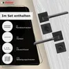 A product image showing door handles and their included accessories, with text detailing the contents of the set. Produktbild-Vorschau