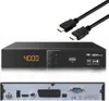 A digital satellite receiver and two HDMI cables are shown against a white background. Produktbild-Vorschau