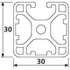 Länge 1570mm - Aluminiumprofil 30x30L 3 Nuten verdeckt Produktbild-Vorschau 2