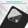 Close-up of a smartphone camera lens protector with water droplets on it, highlighting its water-repellent feature. Produktbild-Vorschau