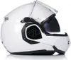 A white motorcycle helmet with the visor up, shown from the side. Voir les images du produit