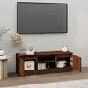 vidaXL TV skrinka s dvierkami Hnedá dubová optika 102x30x36 Náhľad obrázku produktu 3