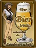 vianmo Blechschild 40x30 cm Pinup wer Bier trinkt Produktbild-Vorschau 1