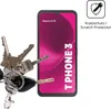 A smartphone screen displaying the text "T PHONE 3" and a set of keys in the foreground, with a graphic indicating scratch protection in the upper right corner. Produktbild-Vorschau