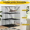 Katzenkäfig 3-stöckig große Katzengehege mit Hängematte 2 Produktbild-Vorschau 2