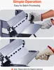 Two images showing a person's hands wearing gloves operating a metal bending machine. Voir les images du produit