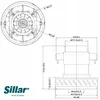 Technical drawing with dimensions of a cylindrical component, likely a vacuum cleaner motor, with brand logo. Anteprima dell’immagine prodotto