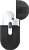 A black fabric case for Apple AirPods Pro 1/2 with the lid open, revealing a white AirPod. Produktbild-Vorschau