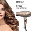 A woman's hair is shown on the left, and a bronze hair dryer is shown on the right, with text overlay. Náhled obrázku produktu