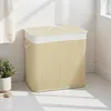 Koszyk na pranie HOMCOM z bambusa z pokrywą, 3 przegródki, Podgląd zdjęcia produktu 8