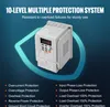 A product image featuring a VEVOR frequency converter with a list of its protection features. Náhľad obrázku produktu